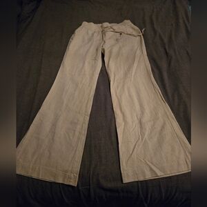 Love Tree Linen Blend Wide Leg Pants | Elastic Waist Drawstring | Size L